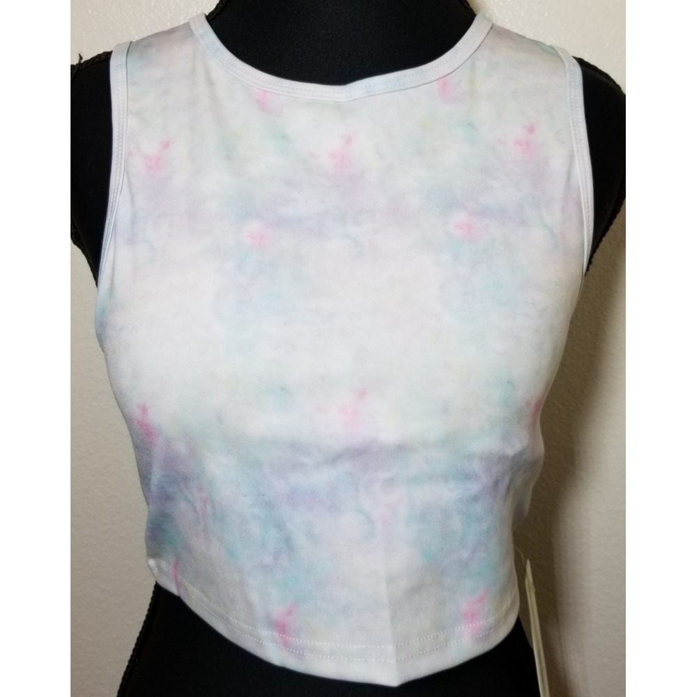 Nicole Miller Sports Bra Crop Tank Top Pastel Tie Dye Active Athletic Lounge NWT - Picture 5 of 9